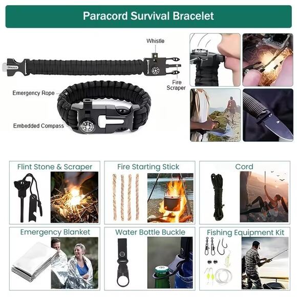 Emergency Survival Prepper Kit First Aid Bug out Military 194 Pieces Set -US - Picture 6 of 7